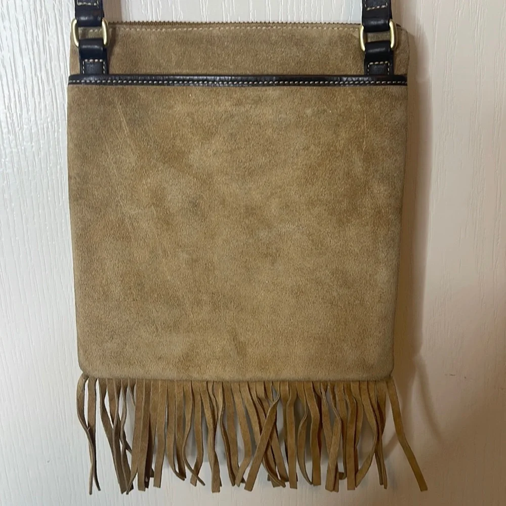 Vintage Coach Tan Suede Leather Fringe Crossbody Bag